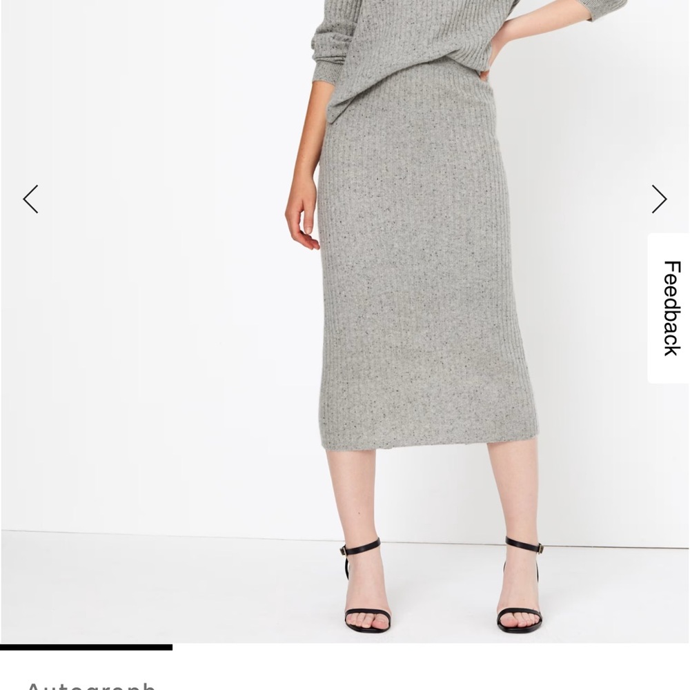 M&S Autograph Light Gray Cashmere Mid Length Skirt